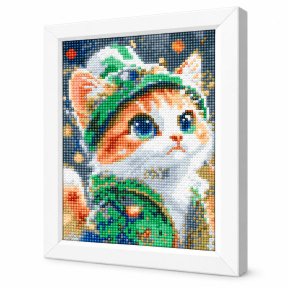 Pisicuta cu caciulita, 20x30 cm , Mozaic cu diamante