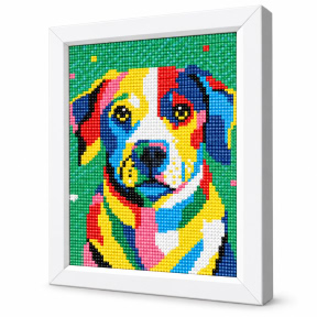 Catel multicolor, 20x30 cm , Mozaic cu diamante