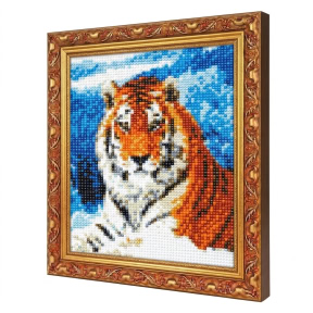 Tigru si padure de iarna, 20x30 cm, Mozaic cu diamante