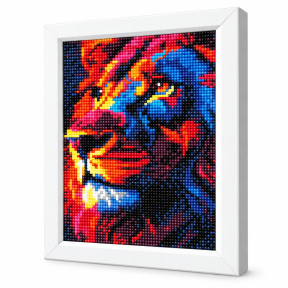 Leu multicolor, 20x30 cm, Mozaic cu diamante
