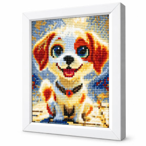 Catel fericit,  20x30 cm, Mozaic cu diamante