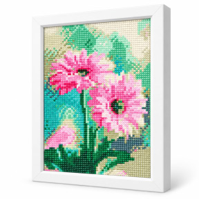 Flori roz, 20x30 cm, Mozaic cu diamante
