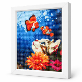 Pisicuta si pestisori, 20x30 cm, Mozaic cu diamante