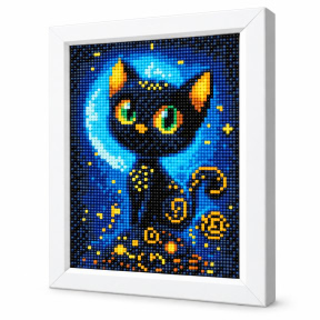 Pisica neagra, 20x30 cm, Mozaic cu diamante