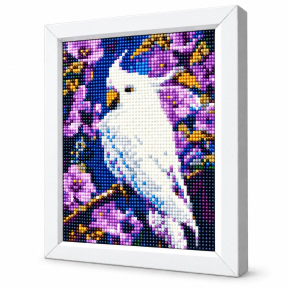 Cacadu printre flori, 20x30 cm, Mozaic cu diamante