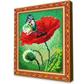 Мак и бабочка, 20x30 см , Алмазная мозаика
