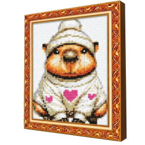 Capibara cu caciulita, 20x30 cm, Mozaic cu diamante