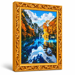 Озеро в горах осенью, 30x40 см, Алмазная мозаика