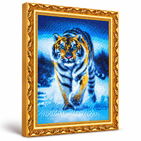 Tigru iarna, 30x40 cm, Mozaic cu diamante