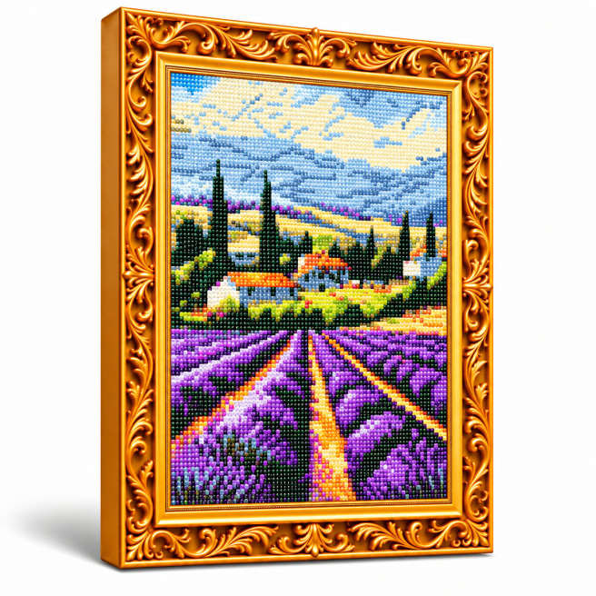Camp de lavanda, 30x40 cm, Mozaic cu diamante
