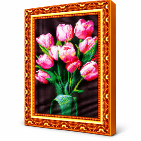 Розовые тюльпаны, 30x40 см, Алмазная мозаика