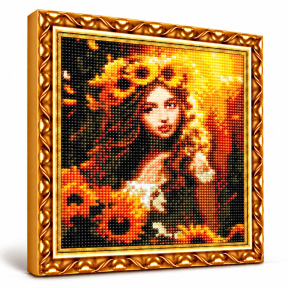 Девушка в цветочном венке, 30x40 см, Алмазная мозаика