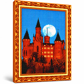 Полная луна над замком, 30x40 см, Алмазная мозаика