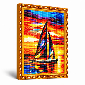 Яхта на закате, 30x40 см, Алмазная мозаика