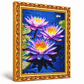 Лиловые кувшинки, 30x40 см, Алмазная мозаика