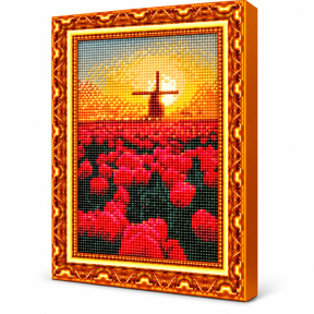 Поле тюльпанов на рассвете, 30x40 см, Алмазная мозаика