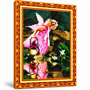 Феечка в розовом платье, 30x40 см, Алмазная мозаика