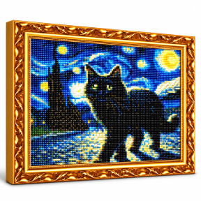 Черный кот, 30x40 см, Алмазная мозаика