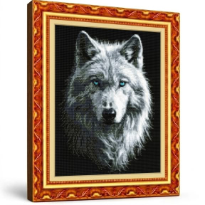 Lup cu ochi albastri, 40x50 cm, Mozaic cu diamante
