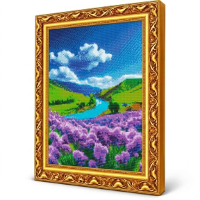 Лазурная река и горные цветы, 40x50 см, Алмазная мозаика