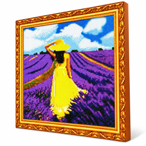 Девушка в поле лаванды, 40x50 см, Алмазная мозаика