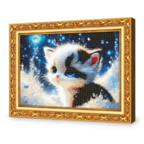 Голубоглазый котенок, 40x50 см, Алмазная мозаика