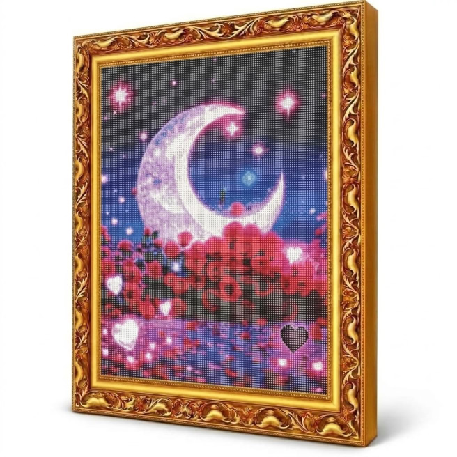 Luna si trandafiri, 40x50 cm, Mozaic cu diamante