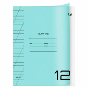 Caiet 12 foi linie oblica BG "Uniform. Neon", albastru neon