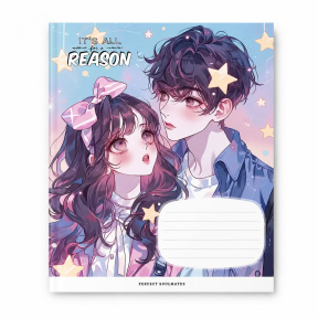 Тетрадь 12 листов, линейка, Школярик Glitter 3502 Soulmates