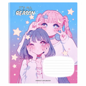 Тетрадь 12 листов, клетка, Школярик Glitter 3502 Soulmates