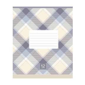 Тетрадь 12 листов, клетка, Школярик, водостойкий  лак, 3345 Plaid pattern