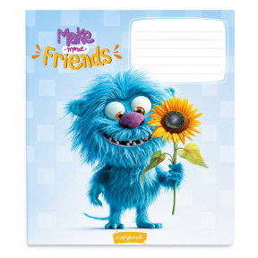 Тетрадь 12 листов, косая линия, Школярик выбор, УФ лак 3453 Make more friends