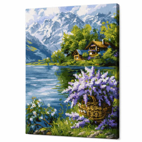 Сиреневая корзина, 30х40см, Картина по номерам