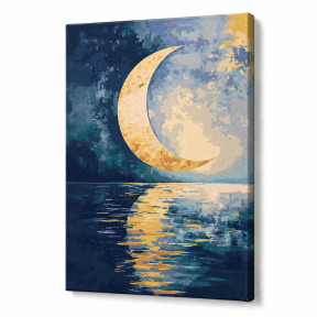 Amprenta lunii cu vopsele metalice extra, 30x40cm, Pictura pe numere