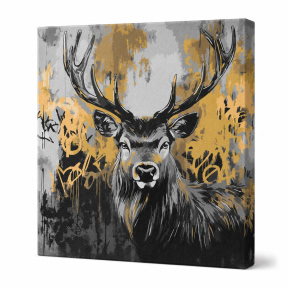 Cerb auriu cu vopsele metalice,  40x40cm, Pictura pe numere