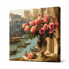 Trandafiri in Venetia, 40x40cm, Pictura pe numere