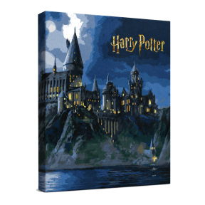 Harry Potter: Хогвартс ночью с красками металлик extra, 40х50см, Картина по номерам