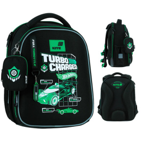 Ghiozdan pentru scoala Kite 14L, cu carcasa 555 Hot Wheels