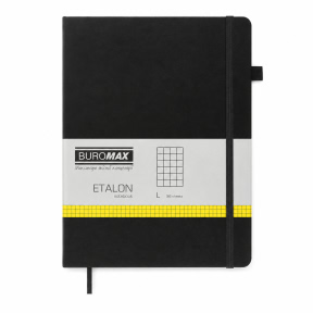 Carnet notite 190*250 patratele 96 foi Buromax coperta tare ETALON PU negru