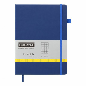 Carnet notite 190*250 patratele 96 foi Buromax coperta tare ETALON PU albastru