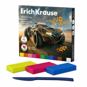 Plastilina ErichKrause Road Beast 12 culori , 180 g