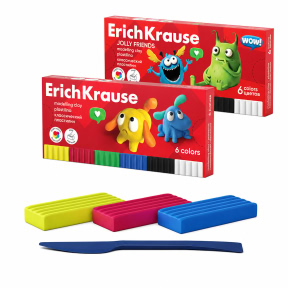 Plastilina ErichKrause Jolly Friends 6 culori , 108 g