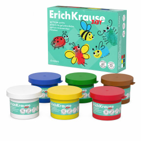 Краски пальчиковые гелевые ErichKrause для малышей с Алоэ Вера 6 цветов, 35ml