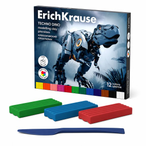 Plastilina ErichKrause Techno Dino 12 culori  192 g