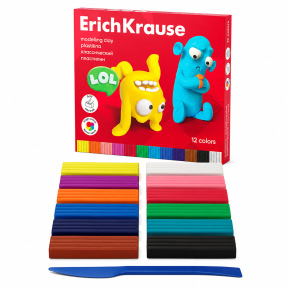 Plastilina ErichKrause Jolly Friends 12 culori, 216 g