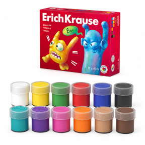Набор Гуашь ErichKrause Jolly Friends 12 цветов, 20 ml