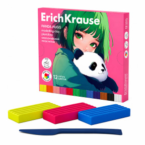 Plastilina ErichKrause Panda Hugs 12 culori , 180 g