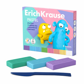Plastilina ErichKrause Jolly Friends Pastel 8 culori , 144 g