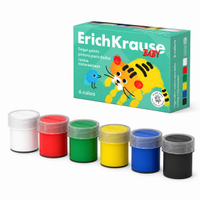 Краски пальчиковые гелевые ErichKrause для малышей с Алоэ Вера 6 цветов, 20ml