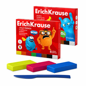 Plastilina ErichKrause Jolly Friends 8 culori, 144 g
